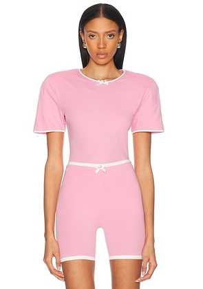 Rowen Rose Puff Sleeve Top in Pink - Pink. Size 34 (also in ).