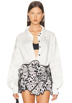 PatBO Long Sleeve Shirt in Off White - White. Size 2 (also in 0, 8).