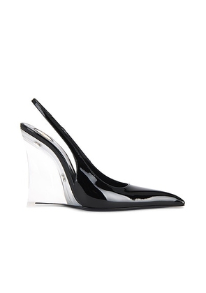 Saint Laurent Miller Patent Wedge Pump in Nero - Black. Size 38 (also in ).