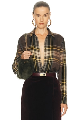 Saint Laurent Long Sleeve Shirt in Garden Check - Dark Green. Size L (also in ).