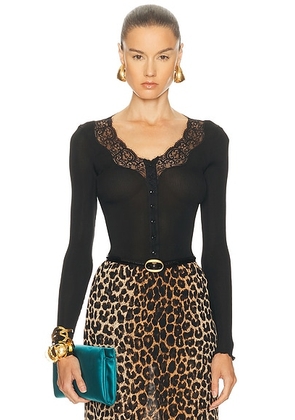 Saint Laurent Long Sleeve Top in Noir - Black. Size M (also in ).