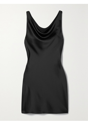 Norma Kamali - Maria Draped Satin Mini Dress - Black - x small,small,medium,large
