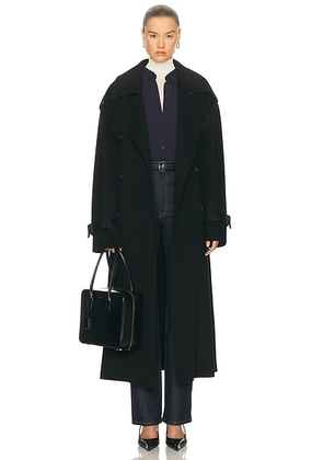 Toteme Double Winter Trench in Black - Black. Size 38 (also in ).