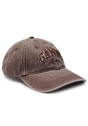 Ganni Logo-embroidered Washed Canvas cap - Brown - One Size