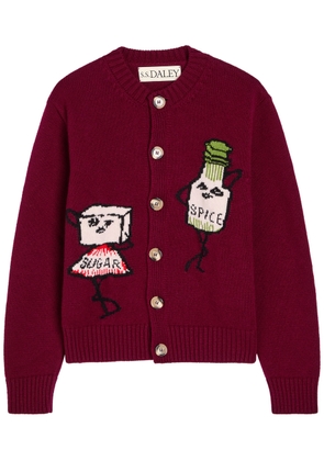 SS Daley Sugar and Spice Wool Cardigan - Maroon - S (UK8-10 / S)