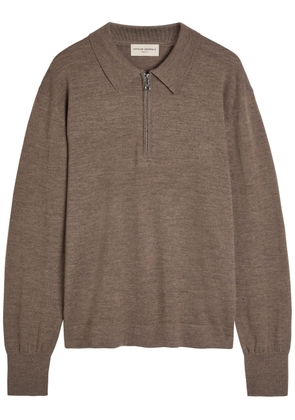 Officine Générale Merino Wool Polo Jumper - Light Brown - L