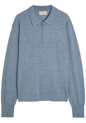 Officine Générale Melange Merino Wool Polo Jumper - Blue - XL