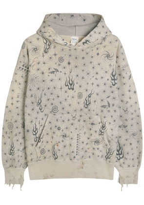 Saint Mxxxxxx X Dr. Woo Printed Hooded Cotton Sweatshirt - Grey - M