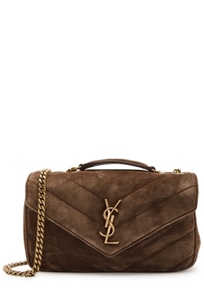 Saint Laurent Loulou Small Quilted Suede Shoulder bag - Dark Brown - One Size