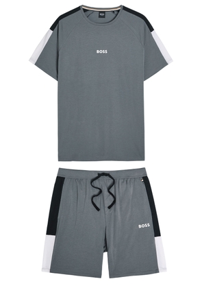 Boss Logo-print Cotton-blend Lounge set - Grey - L
