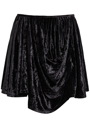 Ganni Draped Asymmetric Velour Mini Skirt - Black - 38 (UK10 / S)