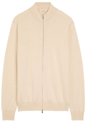 Aurélien Full zip Knit Merino Wool Jumper - Light Brown - M