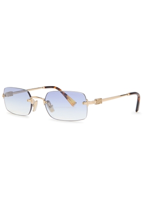 Miu Miu Rimless Rectangle-frame Sunglasses - Blue - One Size