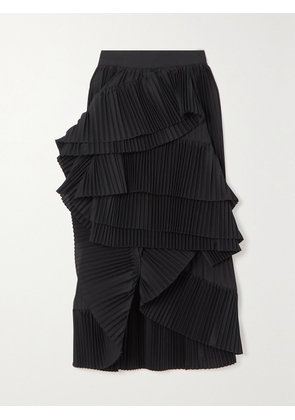 Dries Van Noten - Asymmetric Tiered Pleated Poplin Midi Skirt - Black - FR 34,FR 36,FR 38,FR 40,FR 42,FR 44