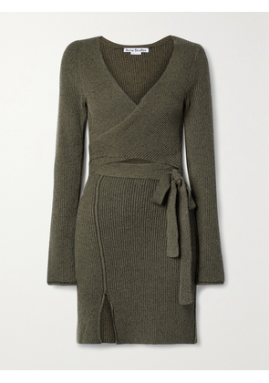 Acne Studios - Ribbed-knit Mini Wrap Dress - Green - xx small,x small,small,medium,large