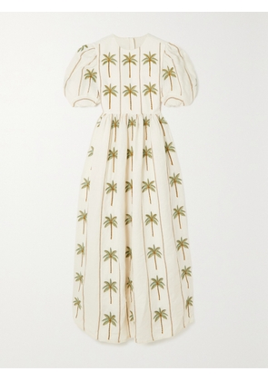 Agua by Agua Bendita - + Net Sustain Raquel Victoria Embroidered Linen Maxi Dress - White - x small,small,medium,large,x large