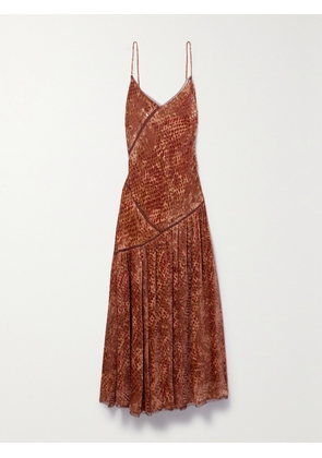 Ulla Johnson - Elodie Silk-trimmed Devoré-velvet Midi Dress - Metallic - US0,US2,US4,US6,US8,US10,US12