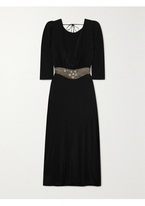 RIXO - Elena 2 Draped Embellished Crepe Midi Dress - Black - UK 6,UK 8,UK 10,UK 12,UK 14,UK 16,UK 18,UK 20