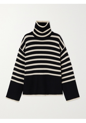 TOTEME - Striped Wool-blend Turtleneck Sweater - Black - x small,small,medium,large,x large
