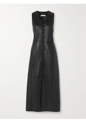 FRAME - Paneled Leather Midi Dress - Black - xx small,x small,small,medium,large,x large