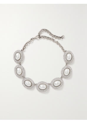 Alessandra Rich - Silver-tone, Crystal And Faux Pearl Choker - One size