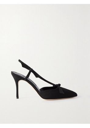 Manolo Blahnik - Corintia 90 Bow-embellished Crepe De Chine Slingback Pumps - Black - IT34,IT35,IT35.5,IT36,IT36.5,IT37,IT37.5,IT38,IT38.5,IT39,IT39.5,IT40,IT40.5,IT41,IT41.5,IT42,IT43