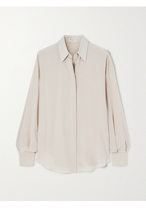 Brunello Cucinelli - Sequin-embellished Silk-georgette Shirt - Neutrals - xx small,x small,small,medium,large,x large
