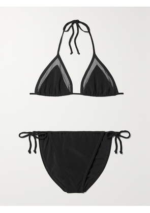 Norma Kamali - Stretch-mesh-trimmed Triangle Bikini - Black - xx small,x small,small,medium,large,x large
