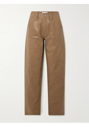 DION LEE - Carpenter Coated Mid-rise Wide-leg Cargo Jeans - Brown - 24,25,26,27,28,29,30,31