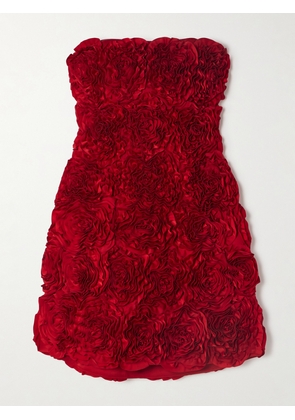 Aje - Gazer Rosette Ruffled Satin Mini Dress - Red - UK 4,UK 6,UK 8,UK 10,UK 12,UK 14,UK 16