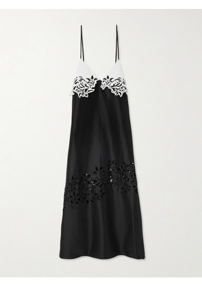 Kika Vargas - Kasha Layered Laser-cut Taffeta Maxi Dress - Black - x small,small,medium,large
