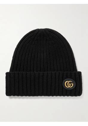 Gucci - Victor Appliquéd Ribbed Wool And Cashmere-blend Beanie - Black - XXS,XS,S,M,L,XL,XXL