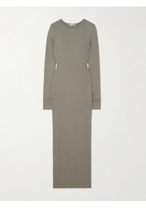 ÉTERNE - Long Sleeved Crew Neck Ribbed Stretch-jersey Maxi Dress - Neutrals - x small,small,medium,large,x large