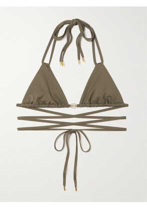 LOEWE - + Paula's Ibiza Embellished Triangle Bikini Top - Green - x small,small,medium,large