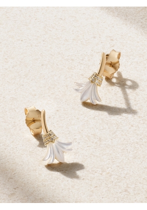 L’Atelier Nawbar - Psychedeliah 18-karat Gold, Mother-of-pearl And Diamond Earrings - White - One size