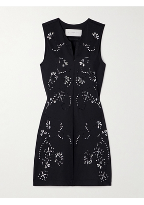 Conner Ives - Crystal-embellished Recycled Jersey Mini Dress - Black - x small,small,medium,large