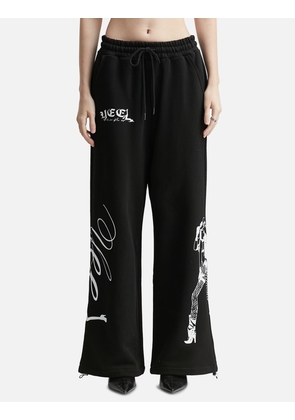 Cowgirl Print Wide Sweatpants Black