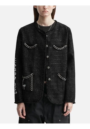 Painted Tweed Jacket With Chain Detail Black