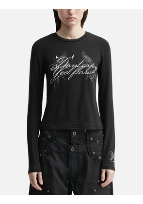 Wing Lettering Long Sleeve Top Black