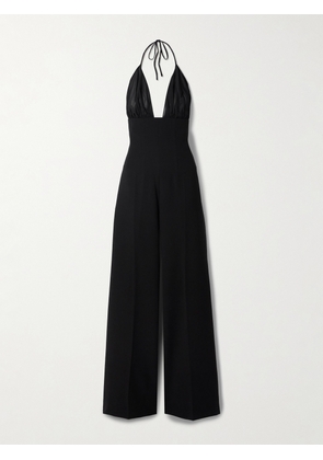 MÔNOT - Tulle-trimmed Crepe Halterneck Jumpsuit - Black - IT38,IT40,IT42,IT44