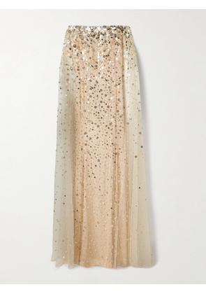 Jenny Packham - Cape-effect Embellished Tulle Gown - Gold - UK 6,UK 8,UK 10,UK 12,UK 14,UK 16,UK 18,UK 20