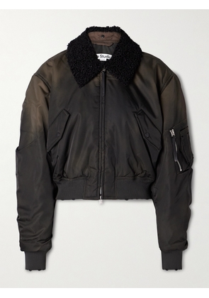 Acne Studios - Fleece-trimmed Padded Shell Bomber Jacket - Brown - EU 32,EU 34,EU 36,EU 38,EU 40,EU 42