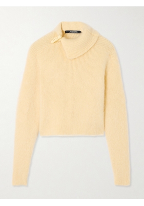 Jacquemus - Marina Appliquéd Brushed Knitted Turtleneck Sweater - Yellow - FR 32,FR 34,FR 36,FR 38,FR 40,FR 42,FR 44