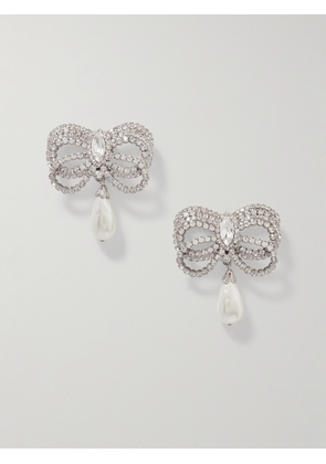 Alessandra Rich - Silver-tone, Crystal And Faux Pearl Clip Earrings - One size