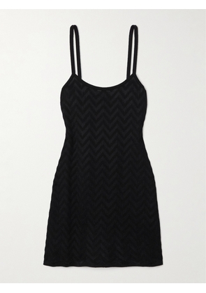 Missoni - Striped Crochet-knit Cotton-blend Mini Dress - Black - IT36,IT38,IT40,IT42,IT44,IT46,IT48,IT50