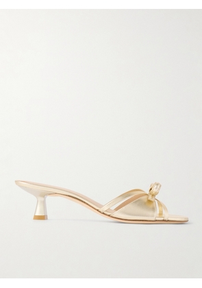 Stuart Weitzman - Felicity Bow-detailed Metallic Leather Sandals - Gold - US5.5,US6,US6.5,US7,US7.5,US8,US8.5,US9,US9.5,US10,US10.5,US11,US11.5,US12