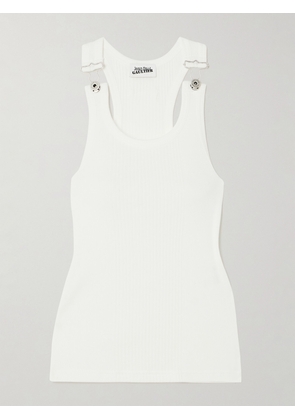 Jean Paul Gaultier - Ribbed Buckled Cotton Tank - White - xx small,x small,small,medium,large,x large,xx large