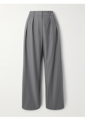 The Frankie Shop - Ripley Pleated Grain De Poudre Wide-leg Pants - Gray - x small,small,medium,large,x large