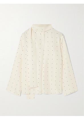 RÓHE - Tie-detailed Polka-dot Silk Blouse - Cream - FR 34,FR 36,FR 38,FR 40,FR 42,FR 44