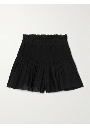 Isabel Marant - Maelly Shirred Silk-crepon Shorts - Black - FR 34,FR 36,FR 38,FR 40,FR 42